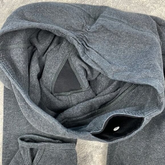 Lululemon Dhanurasana Crop II Leggings Dark Gray Ruched Back Cut Out Hem Sz 6 - Picture 13 of 15